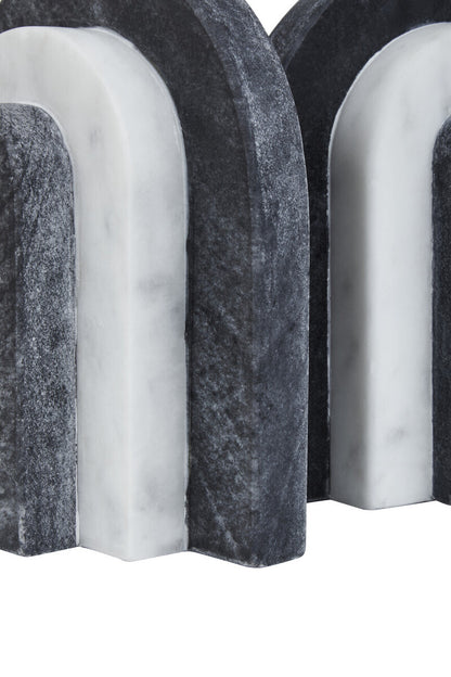 Oxana Black and White Marble Bookends