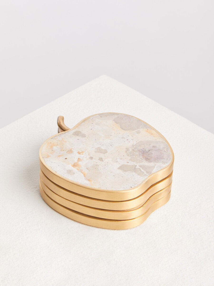 Organico Set of 4 Apple Shaped Marble Coasters