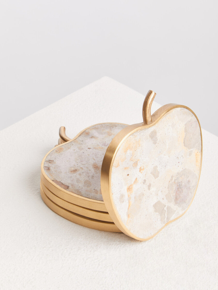 Organico Set of 4 Apple Shaped Marble Coasters