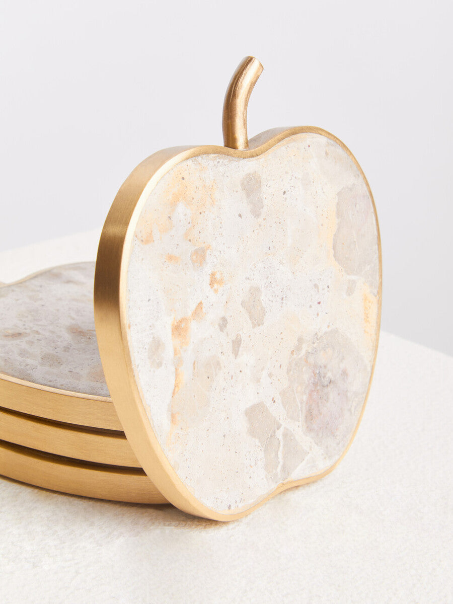 Organico Set of 4 Apple Shaped Marble Coasters