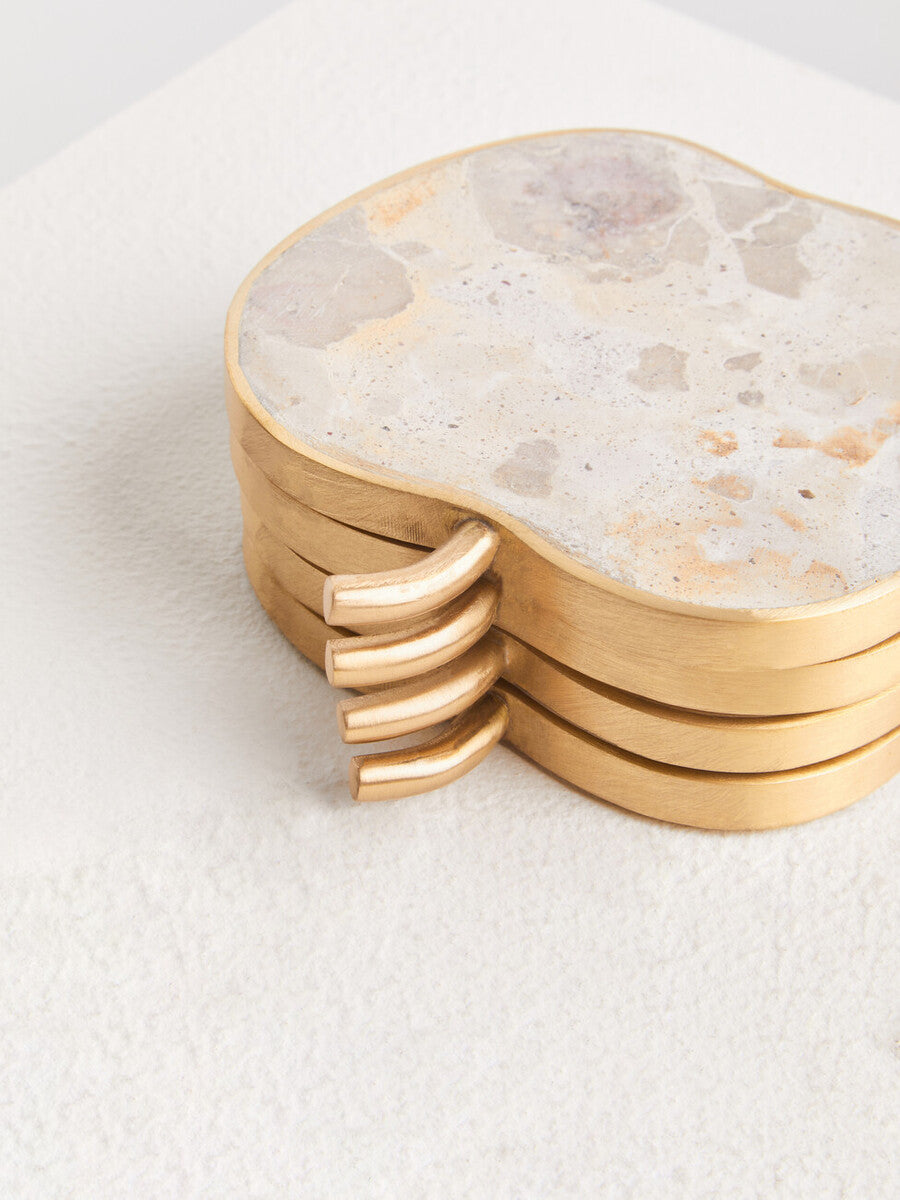 Organico Set of 4 Apple Shaped Marble Coasters