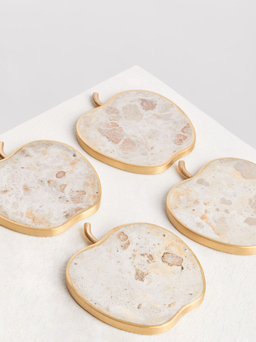 Organico Set of 4 Apple Shaped Marble Coasters