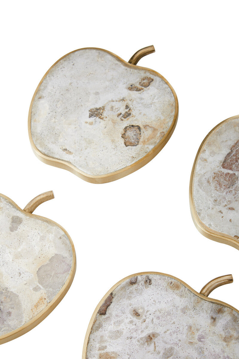 Organico Set of 4 Apple Shaped Marble Coasters