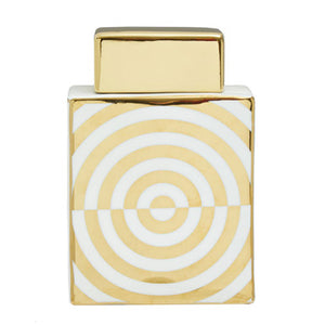 Curva Gold and White Ceramic Jar