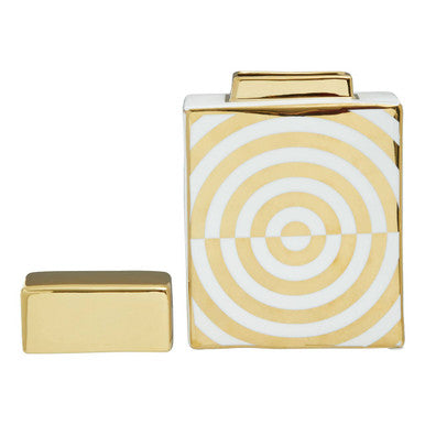Curva Gold and White Ceramic Jar