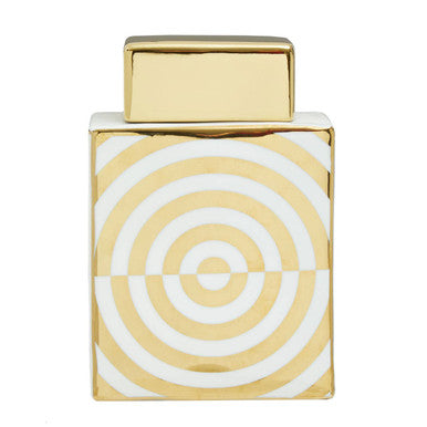 Curva Gold and White Ceramic Jar