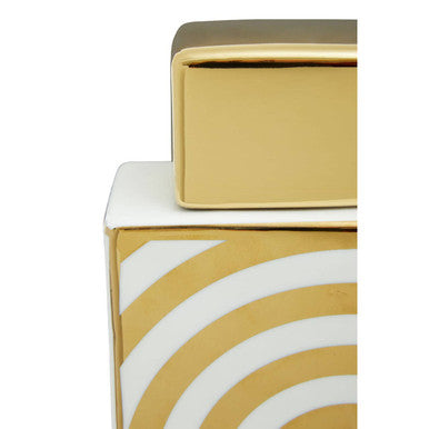 Curva Gold and White Ceramic Jar