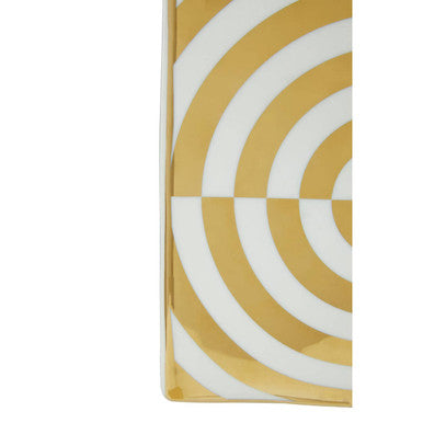 Curva Gold and White Ceramic Jar