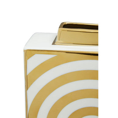 Curva Gold and White Ceramic Jar