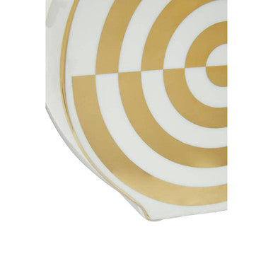 Curva Gold and White Ceramic Round Vase
