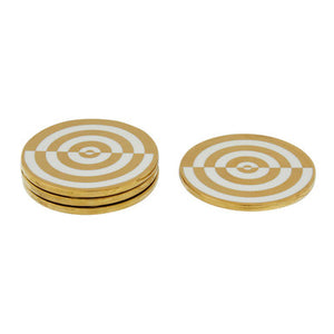 Curva Gold and White  Set of Four Coasters