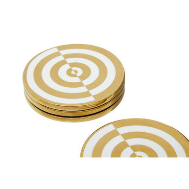 Curva Gold and White  Set Of Four Coasters
