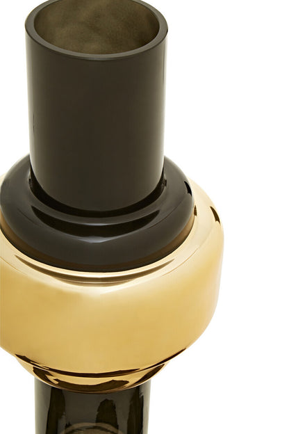 Cayden Large Smoked Black And Gold Vase