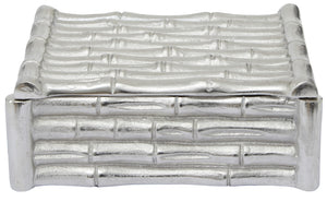 Hiba Small Silver Finish Bamboo Effect Trinket Box