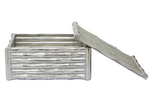 Hiba Large Silver Finish Bamboo Effect Trinket Box