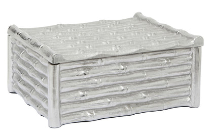 Hiba Large Silver Finish Bamboo Effect Trinket Box
