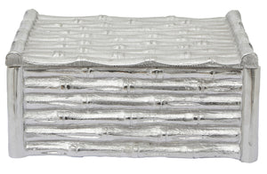 Hiba Large Silver Finish Bamboo Effect Trinket Box