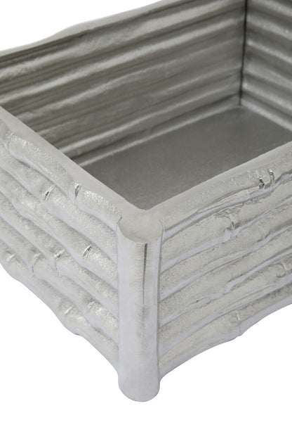 Hiba Large Silver Finish Bamboo Effect Trinket Box