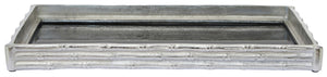 Hiba Silver Finish Bamboo Effect Mirrored Tray