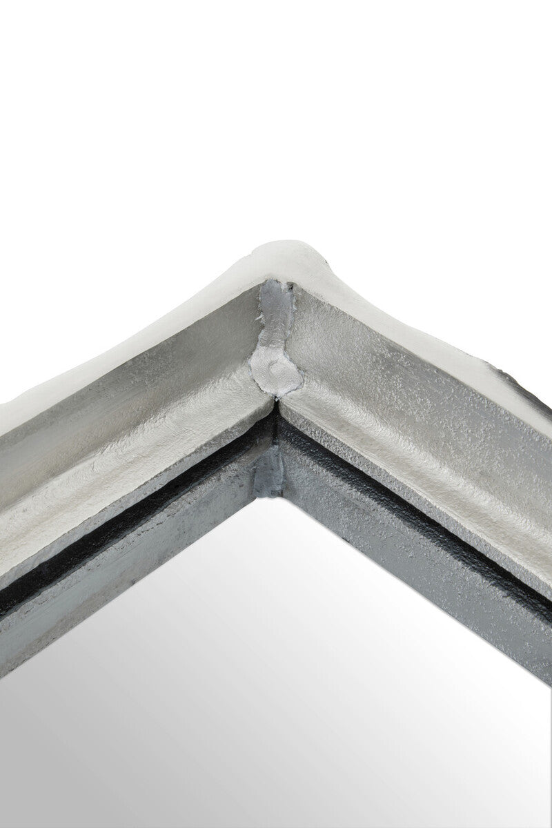 Hiba Silver Finish Bamboo Effect Mirrored Tray