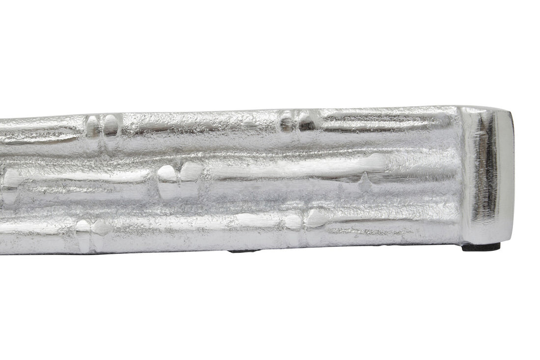 Hiba Silver Finish Bamboo Effect Mirrored Tray