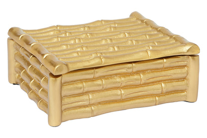 Hiba Small Gold Finish Bamboo Effect Trinket Box