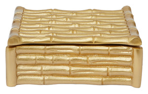 Hiba Small Gold Finish Bamboo Effect Trinket Box