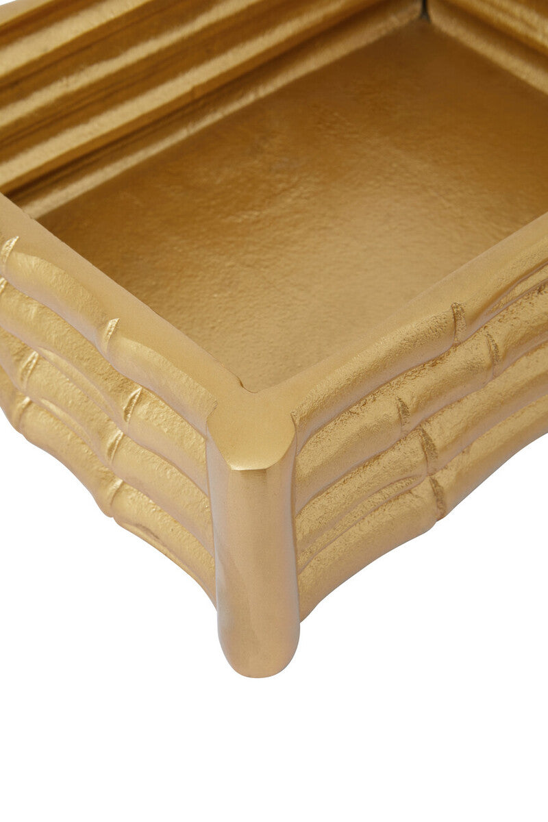 Hiba Small Gold Finish Bamboo Effect Trinket Box