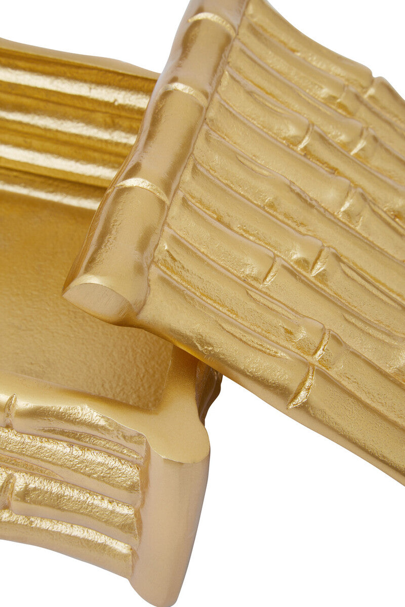 Hiba Small Gold Finish Bamboo Effect Trinket Box