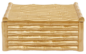 Hiba Large Gold Finish Bamboo Effect Trinket Box