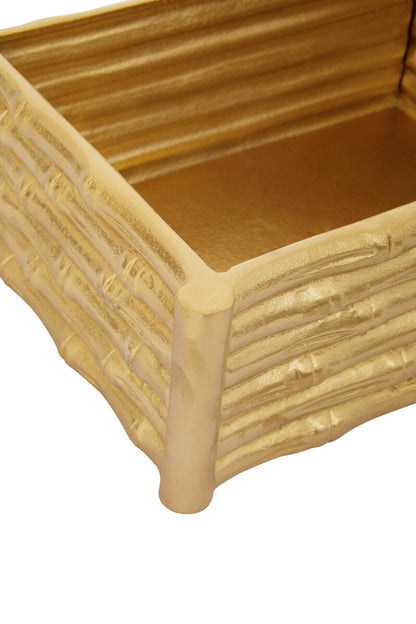 Hiba Large Gold Finish Bamboo Effect Trinket Box