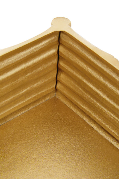 Hiba Large Gold Finish Bamboo Effect Trinket Box