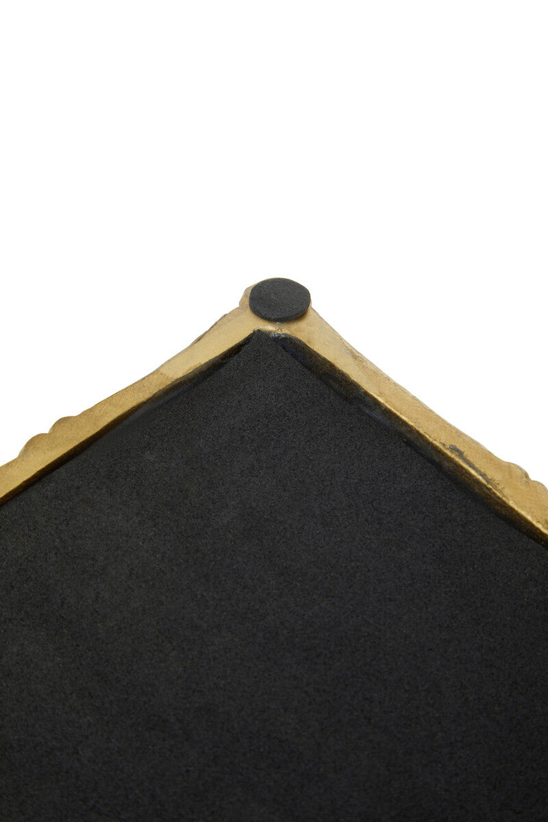 Hiba Gold Finish Bamboo Effect Mirrored Tray