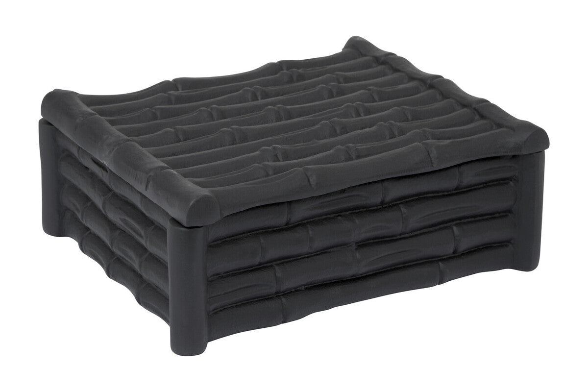 Hiba Small Black Finish Bamboo Effect Trinket Box