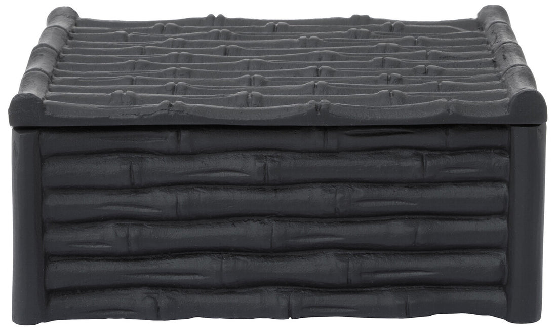 Hiba Large Black Finish Bamboo Effect Trinket Box