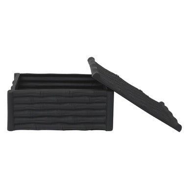 Hiba Large Black Finish Bamboo Effect Trinket Box
