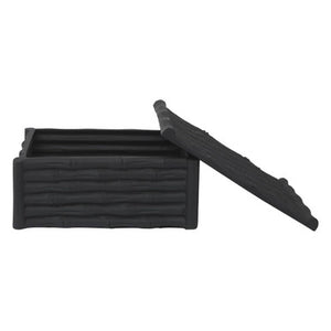 Hiba Large Black Finish Bamboo Effect Trinket Box