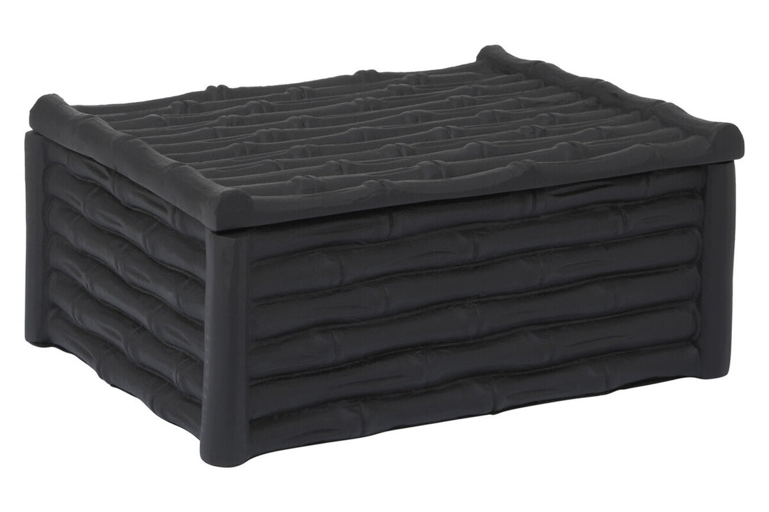 Hiba Large Black Finish Bamboo Effect Trinket Box - Image 5
