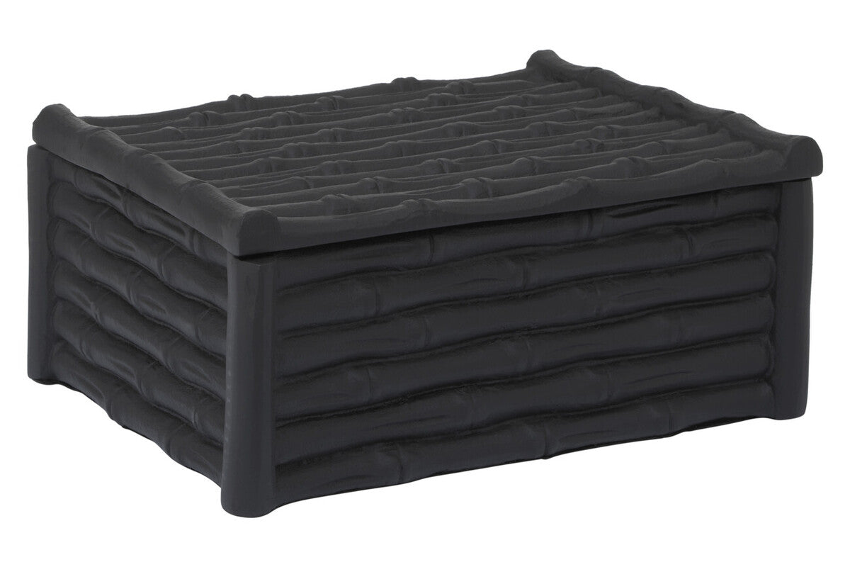 Hiba Large Black Finish Bamboo Effect Trinket Box