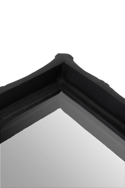 Hiba Black Finish Bamboo Effect Mirrored Tray