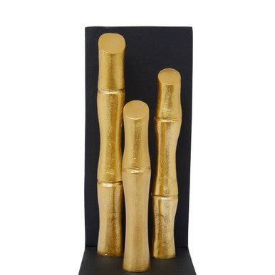 Hiba Set Of Two Gold Finish Bamboo Effect Bookends