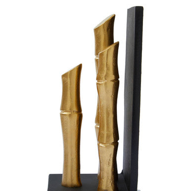 Hiba Set Of Two Gold Finish Bamboo Effect Bookends