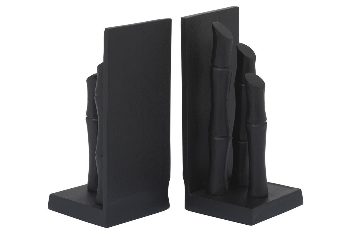 Hiba Set Of Two Black Finish Bamboo Effect Bookends