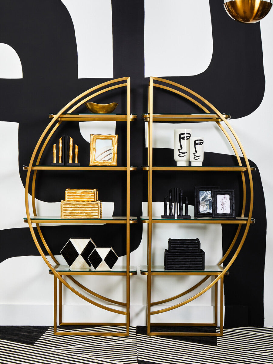 Hiba Set Of Two Black Finish Bamboo Effect Bookends