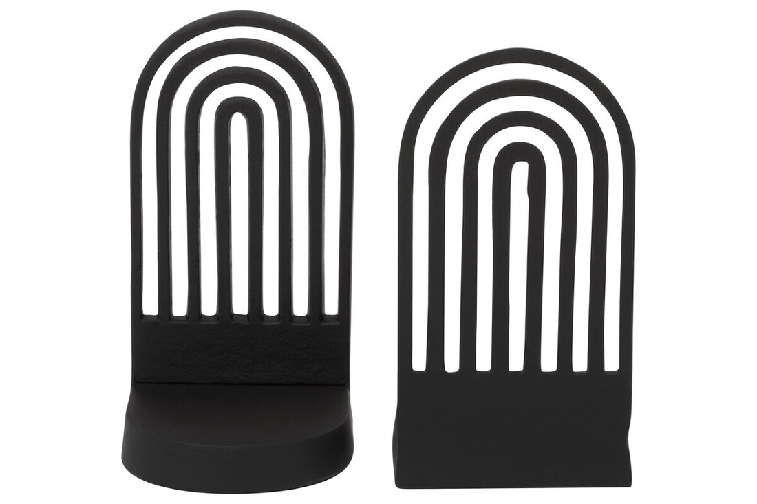Rubi Set Of Two Black Finish Arched Bookends