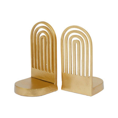 Rubi Set Of Two Gold Finish Arched Bookends