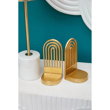 Rubi Set Of Two Gold Finish Arched Bookends