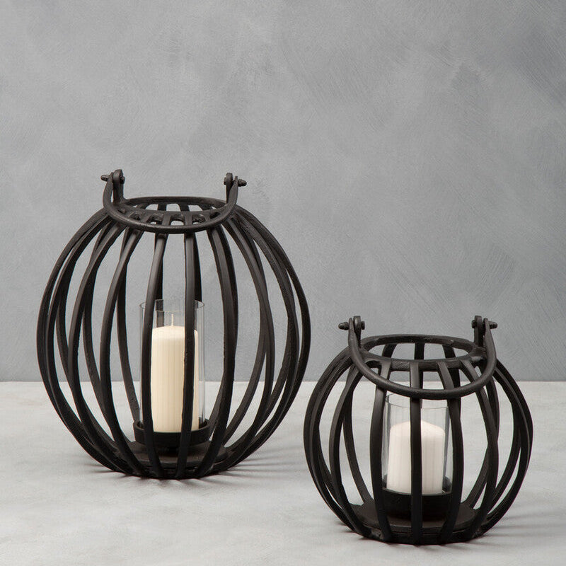 Aura Large Matte Black Finish Lantern - Image 2