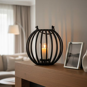 Aura Large Matte Black Finish Lantern