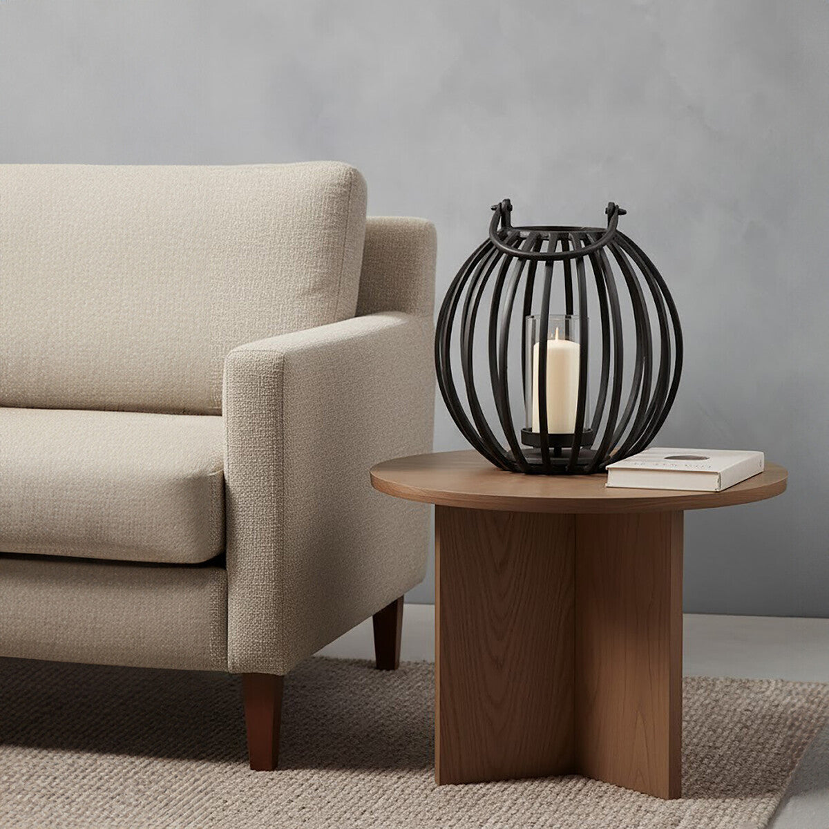 Aura Large Matte Black Finish Lantern